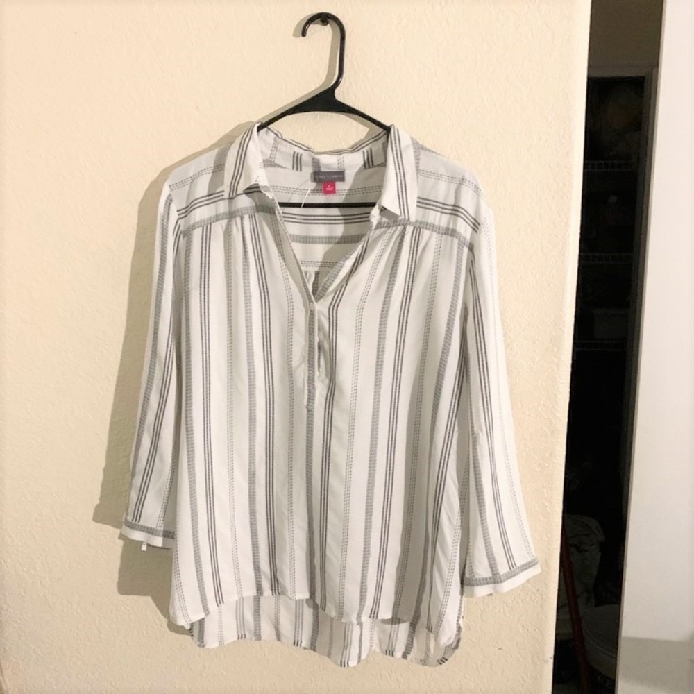 Vince Camuto Vertical Striped Black&White Shirt.
